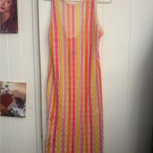 Colorful Striped Sleeveless Dress bathing suit cover-up